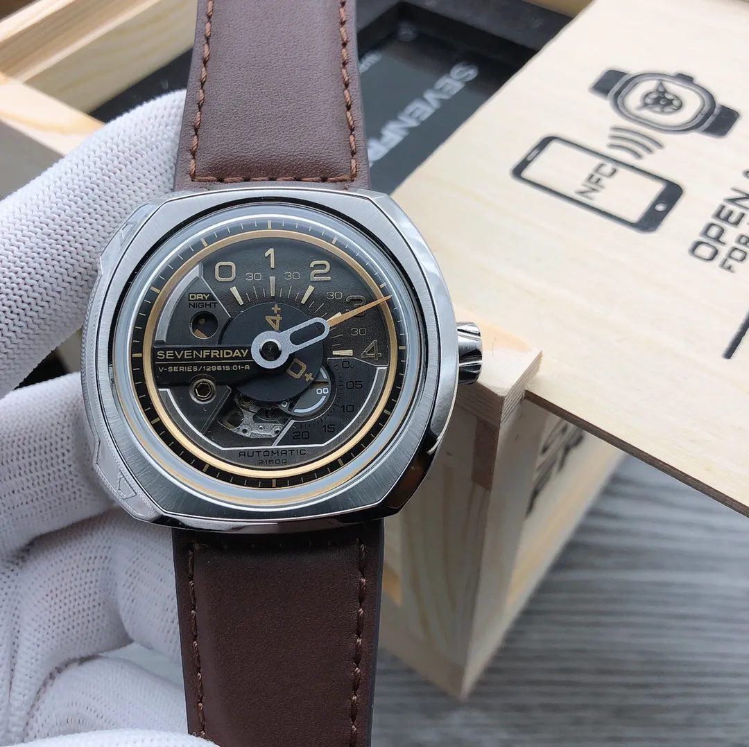 【Tmall Authentic Product】💰1720! Seven Friday 🎮Novel design, using a disc instead of an hour hand, well-proportioned Model: SF-V2/01 With true NFC Size: 47*13mm 🎮Movement: Japanese Citizen Miyota82S7 mechanical movement with 24-hour indicator dial, clear day and night display
